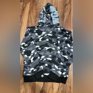 Black & Gray Camo Hoodie with Ape Motif